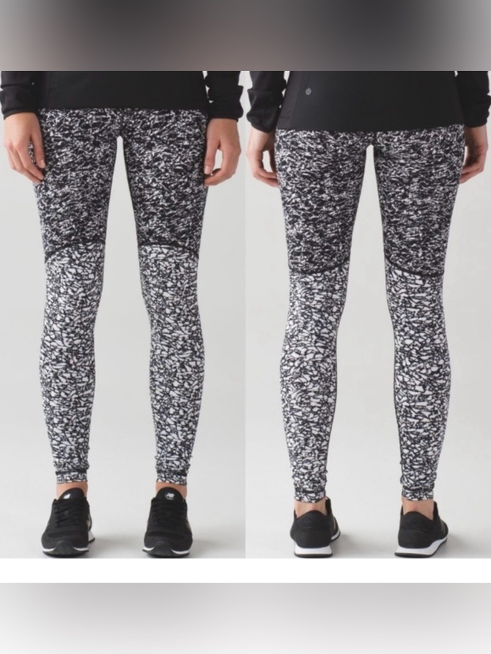 Lululemon High Rise Wunder Under Icebreaker Black White Print Leggings Size 8